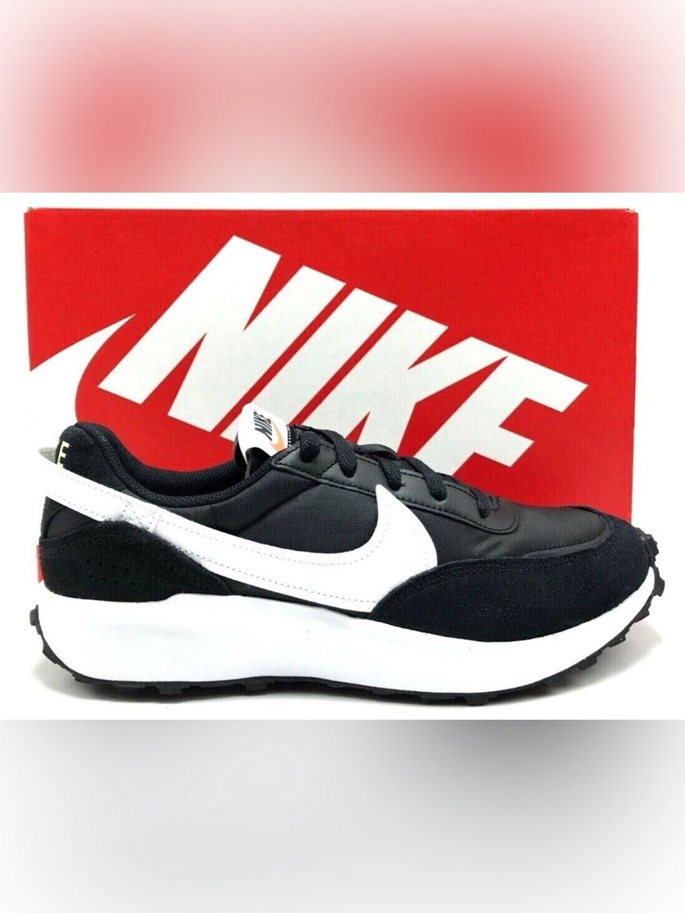 Nike Men's Black and White waffle Runner Low-Top Sneakers